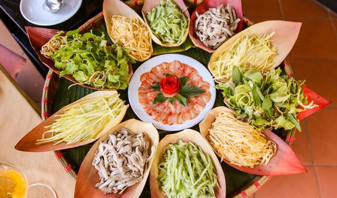 Ingredients for lau tha hot pot served in banana flower petals at Seahorse Resort, in Phan Thiet, photo by Ivan Kralj