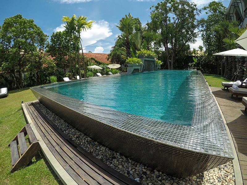 Silver swimming pool at Jaya House River Park hotel, in Siem Reap, Cambodia, photo by Ivan Kralj