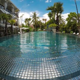 Silver swimming pool at Jaya House River Park hotel, in Siem Reap, Cambodia, photo by Ivan Kralj