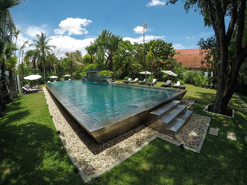 Silver swimming pool at Jaya House River Park hotel, in Siem Reap, Cambodia, photo by Ivan Kralj