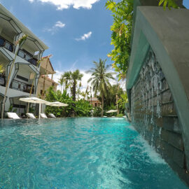 Silver swimming pool at Jaya House River Park hotel, in Siem Reap, Cambodia, photo by Ivan Kralj