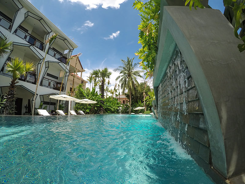 Silver swimming pool at Jaya House River Park hotel, in Siem Reap, Cambodia, photo by Ivan Kralj