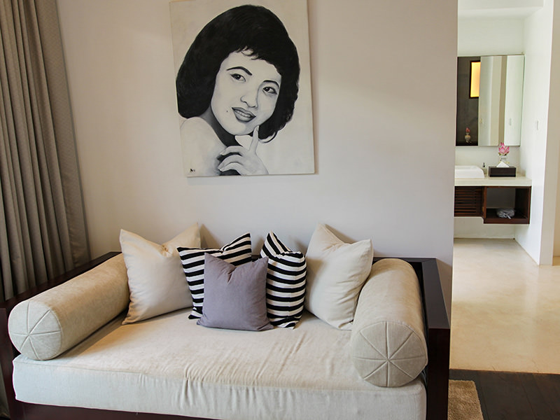 Sofa in Junior Suite of Jaya House River Park hotel, in Siem Reap, Cambodia, photo by Ivan Kralj