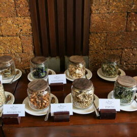 Organic tea buffet at the restaurant of Jaya House River Park hotel, in Siem Reap, Cambodia, photo by Ivan Kralj