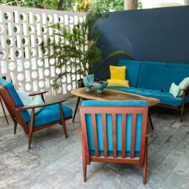 Retro styled furniture in Rambutan Resort Phnom Penh lobby, Cambodia, photo by Ivan Kralj
