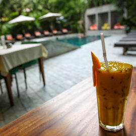 Passion fruit smoothie by the swimming pool at Rambutan Resort Phnom Penh, Cambodia, photo by Ivan Kralj