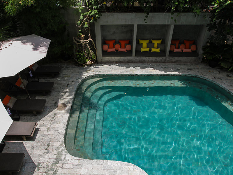 Swimming pool at Rambutan Resort Phnom Penh, Cambodia, from bird's perspective, photo by Ivan Kralj
