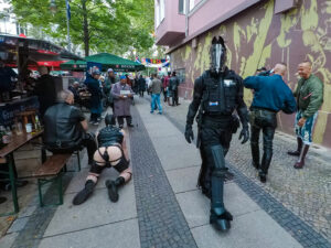 Human puppy and human pony at Folsom Europe Street Fair, the biggest European gay fetish event, in Berlin, Germany, photo by Ivan Kralj