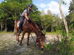 Blogger Ivan Kralj riding the horse Bruce at The Menjangan Resort, one of the answers to where to stay in Bali, Indonesia, photo by Ivan Kralj