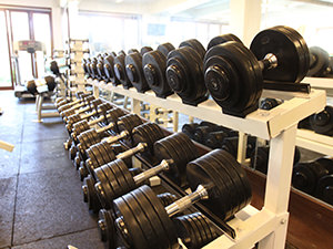 Weights in the gymnasium of Samata Resort in Sanur, one of the answers to where to stay in Bali, Indonesia, photo by Ivan Kralj