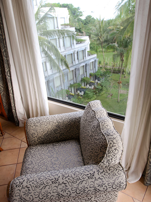 Views of the greenery from the armchair in the room at Hyatt Regency Yogyakarta hotel in Jogjakarta, Indonesia, photo by Ivan Kralj