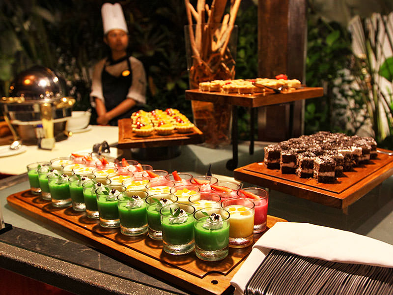 Various cakes and creams at Kemangi Bistro restaurant in Hyatt Regency Yogyakarta hotel in Jogjakarta, Indonesia, photo by Ivan Kralj