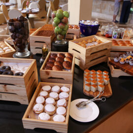 Various cakes and doughnuts at Kemangi Bistro restaurant in Hyatt Regency Yogyakarta hotel in Jogjakarta, Indonesia, photo by Ivan Kralj