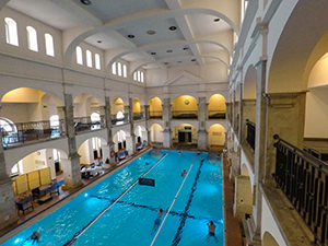 20-meters long swimming pool in the classicist wing of Rudas Baths building, in Budapest, Hungary, photo by Ivan Kralj