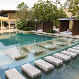 The sunken beds in the main swimming pool at the Balé resort in Nusa Dua, Bali, Indonesia, photo by Ivan Kralj