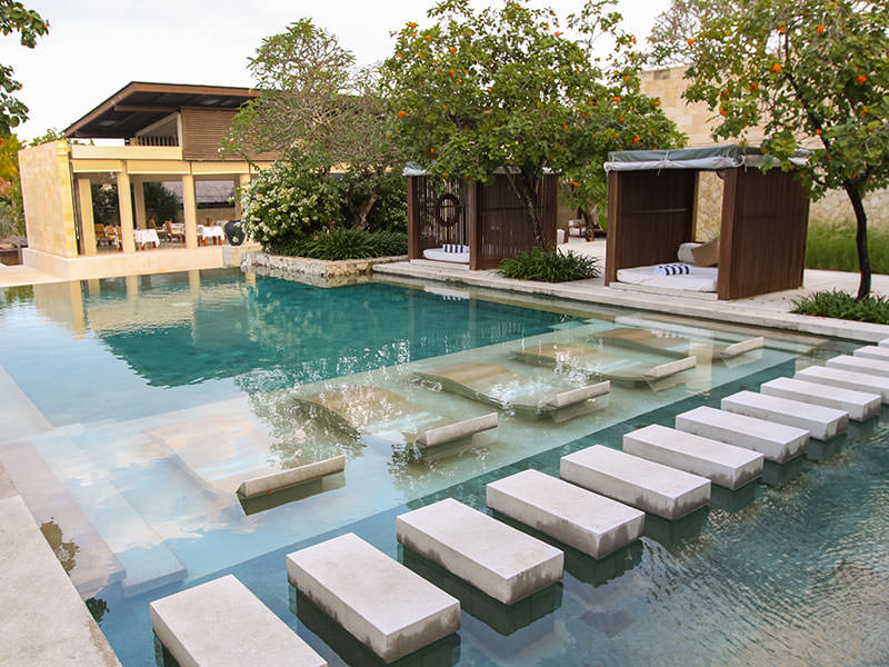 The sunken beds in the main swimming pool at the Balé resort in Nusa Dua, Bali, Indonesia, photo by Ivan Kralj