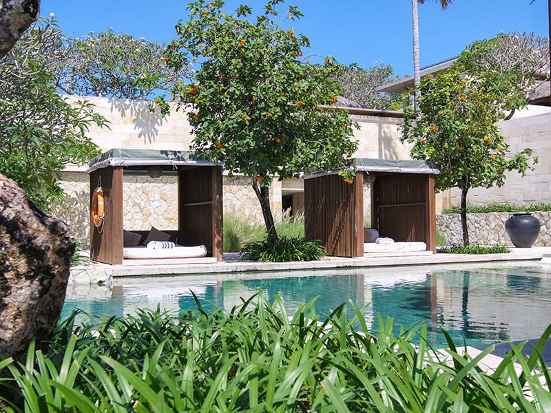 Sunbeds at the main swimming pool at the Balé resort in Nusa Dua, Bali, Indonesia, photo by Ivan Kralj