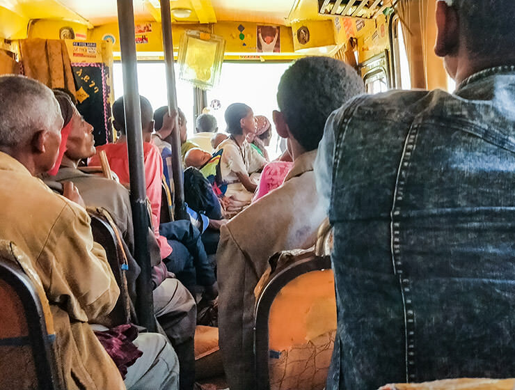 Passengers sitting in the overcrowded African local bus, traveling from Bahir Dar to Tis Abay in Ethiopia, photo by Ivan Kralj