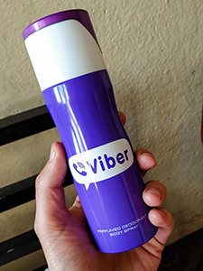 Viber deodorant body spray in a purple can, in Ethiopia, photo by Ivan Kralj