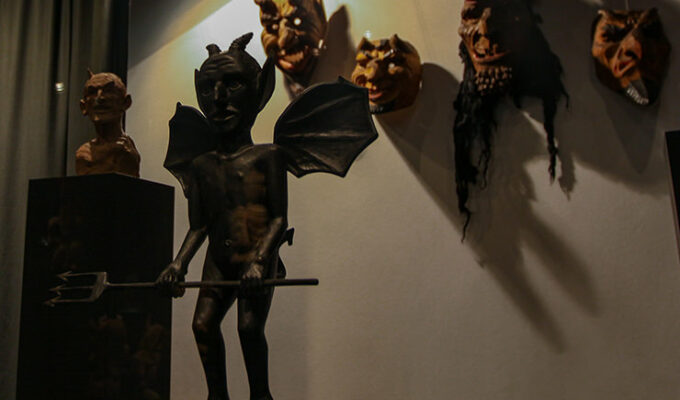 Devil sculptures and masks, devil art displayed at the Devil's Museum in Kaunas, Lithuania, photo by Ivan Kralj