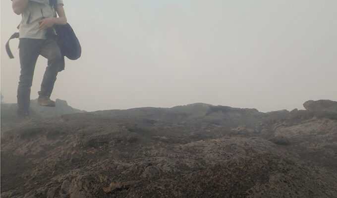 Blogger Ivan Kralj in the fumes of Erta Ale volcano in Ethiopia, photo by Ivan Kralj