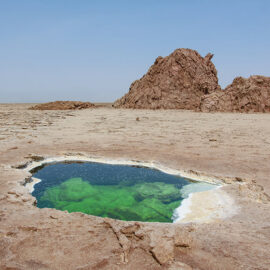 The little lake in Danakil Depression, Ethiopia, the hottest place on Earth, photo by Ivan Kralj
