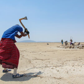 Miners mining the salt at the plains of Lake Assale, Danakil Depression, Ethiopia, the hottest place on Earth, photo by Ivan Kralj