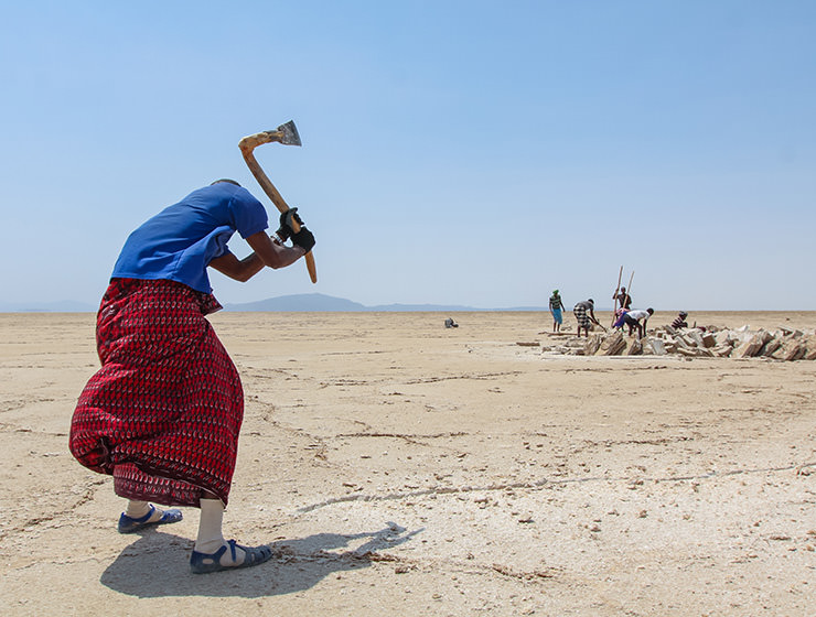 Miners mining the salt at the plains of Lake Assale, Danakil Depression, Ethiopia, the hottest place on Earth, photo by Ivan Kralj