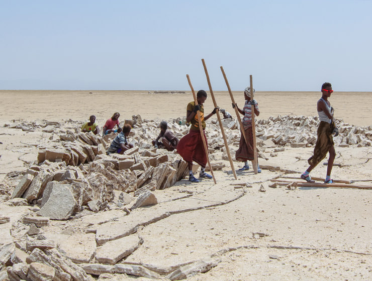 Miners mining the salt at the plains of Lake Assale, Danakil Depression, Ethiopia, the hottest place on Earth, photo by Ivan Kralj
