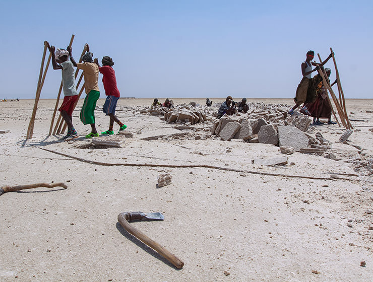 Miners mining the salt at the plains of Lake Assale, Danakil Depression, Ethiopia, the hottest place on Earth, photo by Ivan Kralj