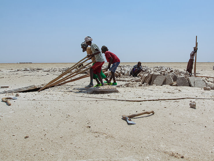 Miners mining the salt at the plains of Lake Assale, Danakil Depression, Ethiopia, the hottest place on Earth, photo by Ivan Kralj