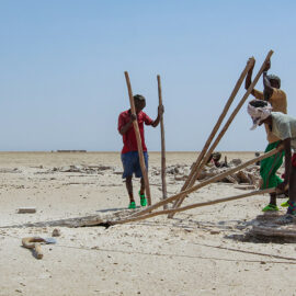 Miners mining the salt at the plains of Lake Assale, Danakil Depression, Ethiopia, the hottest place on Earth, photo by Ivan Kralj