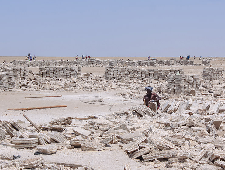 Miners mining the salt at the plains of Lake Assale, Danakil Depression, Ethiopia, the hottest place on Earth, photo by Ivan Kralj