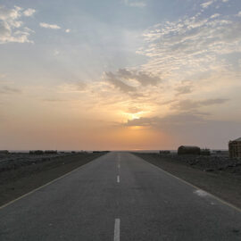 Sunset above the road in Hamed Ela, Danakil Depression, Ethiopia, the hottest place on Earth, photo by Ivan Kralj