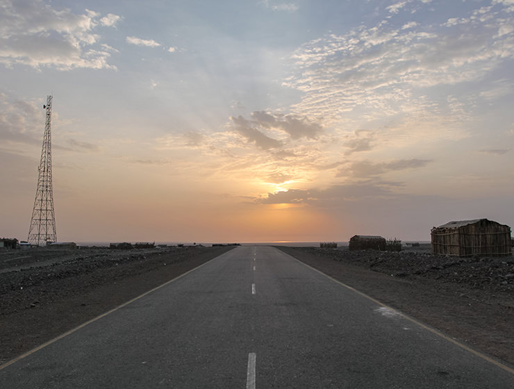 Sunset above the road in Hamed Ela, Danakil Depression, Ethiopia, the hottest place on Earth, photo by Ivan Kralj