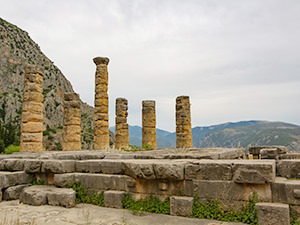 Several standing columns of the Temple of Apollo in Delphi, center of the world, photo by Ivan Kralj