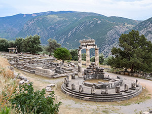 Tholos circular structure at the Temple of Athena Pronaia in Delphi, the center of the world, photo by Ivan Kralj