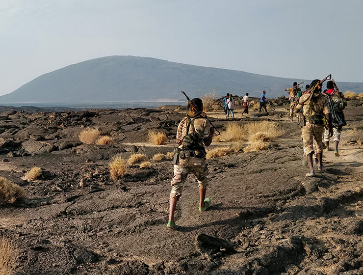 Military escort at Erta Ale volcano in Danakil Depression, Ethiopia, the hottest place on Earth, photo by Ivan Kralj