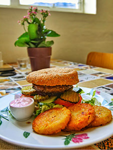 Reindeer burger served at Flørli 4444, hostel and café at Flørli, Norway, home to the longest staircase in the world, photo by Ivan Kralj