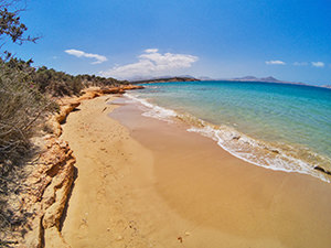 Lageri beach is a sandy FKK area at the eastern edge of Naoussa Bay, Paros, Greece, photo by Ivan Kralj