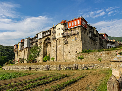 Iviron Monastery's monumental architecture on Mount Athos, the Holy Mountain in Greece, photo by Ivan Kralj