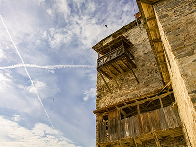 Byzantine Tower of Prosphorio in Ouranoupoli, the ferry port for visiting Mount Athos monasteries on the Holy Mountain, Greece, photo by Ivan Kralj