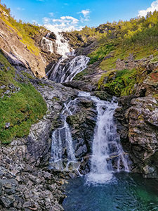 Kjosfossen waterfall, a stop between Flam and Myrday on Flam Railway route, one of the reasons to visit Aurland, Norway, photo by Ivan Kralj