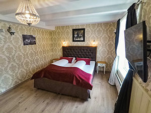 Bed in the room of Vangsgaarden hotel, in Aurland, Norway, photo by Ivan Kralj