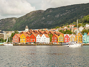 The colorful Wharf at Bryggen, Bergen, Norway, the rainiest city in Europe, photo by Ivan Kralj