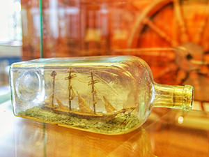 A miniature ship in the bottle at the Maritime Museum in Bergen, Norway, photo by Ivan Kralj