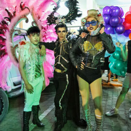 Extravagantly dressed participants posing at Chiang Mai Pride, gay parade in Chiang Mai, Thailand, photo by Ivan Kralj