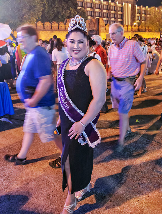Participant with a crown posing at Chiang Mai Pride, gay parade in Chiang Mai, Thailand, photo by Ivan Kralj