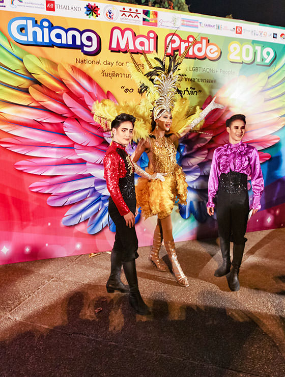 Performers posing at Chiang Mai Pride, gay parade in Chiang Mai, Thailand, photo by Ivan Kralj