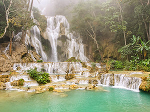 Kuang Si Falls, the famous waterfalls one can visit and swim in close to Luang Prabang, Laos, photo by Ivan Kralj